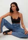 Mango - black Ribbed crop top, Women Mango - black Ribbed crop top, Women