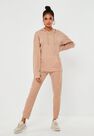 Missguided - Camel Waffle Texture Oversized Loungewear Set Missguided - Camel Waffle Texture Oversized Loungewear Set