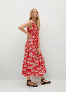 Mango - Red Printed Cut-Out Detail Dress, Women Mango - Red Printed Cut-Out Detail Dress, Women