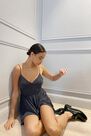 Urban Outfitters - Black UO Vanessa Cupro Playsuit Urban Outfitters - Black UO Vanessa Cupro Playsuit
