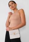 Missguided - Cream Quilted Double Ring Cross Body Bag Missguided - Cream Quilted Double Ring Cross Body Bag