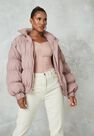 Missguided - Pink Rose High Neck Statement Puffer Coat Missguided - Pink Rose High Neck Statement Puffer Coat