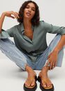 Mango - green Satin finish flowy shirt Mango - green Satin finish flowy shirt