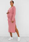 Missguided - Rose Pink Rose Rib Belted Maternity Midi Dress Missguided - Rose Pink Rose Rib Belted Maternity Midi Dress