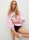 Mango - Medium Pink Printed Cotton Sweatshirt, Women Mango - Medium Pink Printed Cotton Sweatshirt, Women