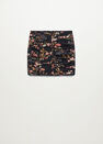 Mango - Black Gathered Printed Miniskirt Mango - Black Gathered Printed Miniskirt