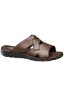 AM SHOE - Brown Criss Cross Slide Sandals, Men AM SHOE - Brown Criss Cross Slide Sandals, Men
