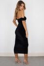 Missguided - Black Velvet Bardot Ruched Midaxi Dress Missguided - Black Velvet Bardot Ruched Midaxi Dress