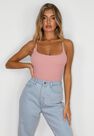 Missguided - Rose Transparent Strap Knitted Bodysuit Missguided - Rose Transparent Strap Knitted Bodysuit