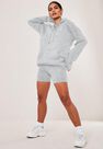 Missguided - Grey Hoodie And Cycling Shorts Co Ord Set Missguided - Grey Hoodie And Cycling Shorts Co Ord Set