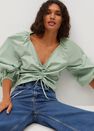 Mango - green Cotton blouse with ruched detail Mango - green Cotton blouse with ruched detail