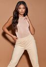 Missguided - Nude Camel Slinky Racer Neck Vest Top Missguided - Nude Camel Slinky Racer Neck Vest Top