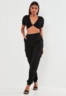 Missguided - Black Black Twist Front Crop Top Missguided - Black Black Twist Front Crop Top