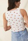 Urban Outfitters - WHT UO White Leia Strawberry Print Top Urban Outfitters - WHT UO White Leia Strawberry Print Top