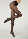Calzedonia - BLACK 30 Denier Sheer Tights with Love Print Calzedonia - BLACK 30 Denier Sheer Tights with Love Print