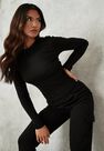 Missguided - Black Black Ribbed Crew Neck Top Missguided - Black Black Ribbed Crew Neck Top
