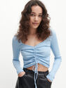 Reserved - Rib knit ruched top - Blue Reserved - Rib knit ruched top - Blue