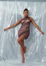 Missguided - Brown Mesh One Shoulder Mini Dress Missguided - Brown Mesh One Shoulder Mini Dress