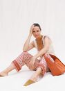 Mango - light beige Combi print trousers, Women Mango - light beige Combi print trousers, Women