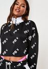 Missguided - Black Playboy X Missguided Repeat Print Zip Through Cropped Sweatshirt Missguided - Black Playboy X Missguided Repeat Print Zip Through Cropped Sweatshirt