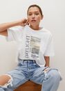 Mango - white Printed cotton-blend T-shirt, Women Mango - white Printed cotton-blend T-shirt, Women