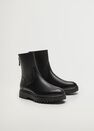 Mango - Black Leather Boots With Track Sole Mango - Black Leather Boots With Track Sole