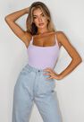 Missguided - Lilac Transparent Strap Knitted Bodysuit Missguided - Lilac Transparent Strap Knitted Bodysuit
