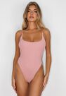 Missguided - Rose Transparent Strap Knitted Bodysuit Missguided - Rose Transparent Strap Knitted Bodysuit