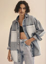 Mango - open blue Oversized overshirt with denim panels Mango - open blue Oversized overshirt with denim panels