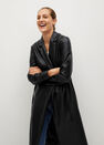 Mango - black Leather-effect coat with belt Mango - black Leather-effect coat with belt