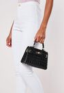 Missguided - Black Black Croc Mini Handbag Missguided - Black Black Croc Mini Handbag