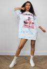 Missguided - Blue Playboy X Missguided Tie Dye Text Graphic Drop Shoulder Short Sleeve T Shirt Dress Missguided - Blue Playboy X Missguided Tie Dye Text Graphic Drop Shoulder Short Sleeve T Shirt Dress