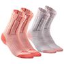 QUECHUA - Children's Mid Hiking Socks SH100 Warm x2 Pairs- Coral/Grey, EU 27-30 QUECHUA - Children's Mid Hiking Socks SH100 Warm x2 Pairs- Coral/Grey, EU 27-30