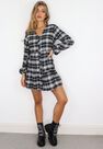 Missguided - Black Check Button Through Plunge Smock Dress Missguided - Black Check Button Through Plunge Smock Dress
