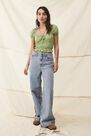 Urban Outfitters - Green UO Luna Ruched Floral Top Urban Outfitters - Green UO Luna Ruched Floral Top
