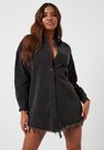 Missguided - Black Black Oversized Denim Shirt Dress Missguided - Black Black Oversized Denim Shirt Dress