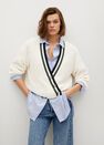 Mango - light beige Striped cotton cardigan Mango - light beige Striped cotton cardigan