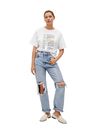 Mango - white Printed cotton-blend T-shirt, Women Mango - white Printed cotton-blend T-shirt, Women