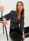 Mango - black Printed draped detail blouse Mango - black Printed draped detail blouse
