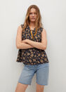Mango - black Printed cotton blouse, Women Mango - black Printed cotton blouse, Women
