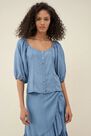 Salsa Jeans - Blue Regular fit shirt with balloon sleeves Salsa Jeans - Blue Regular fit shirt with balloon sleeves