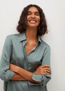 Mango - green Satin finish flowy shirt Mango - green Satin finish flowy shirt