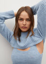 Mango - Lt-pastel blue Knitted cropped sweater Mango - Lt-pastel blue Knitted cropped sweater