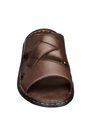 AM SHOE - Brown Criss Cross Slide Sandals, Men AM SHOE - Brown Criss Cross Slide Sandals, Men