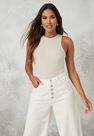 Missguided - Camel Sand Ribbed Racer Neck Bodysuit Missguided - Camel Sand Ribbed Racer Neck Bodysuit