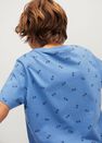 Mango - Medium Blue Boats Printed Cotton T-Shirt, Kids Boy Mango - Medium Blue Boats Printed Cotton T-Shirt, Kids Boy