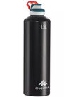 QUECHUA - 500 aluminum 1.5 litre hiking flask with quick-open cap - black, Unique Size QUECHUA - 500 aluminum 1.5 litre hiking flask with quick-open cap - black, Unique Size
