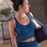 DOMYOS - Extra Large Seamless Long Dynamic Yoga Sports Bra, Dark Petrol Blue DOMYOS - Extra Large Seamless Long Dynamic Yoga Sports Bra, Dark Petrol Blue