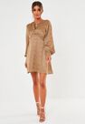 Missguided - Nude Nude Satin Dalmatian Print Keyhole Back Skater Dress Missguided - Nude Nude Satin Dalmatian Print Keyhole Back Skater Dress