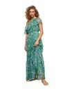 Mango - green Ruffle printed dress, Women Mango - green Ruffle printed dress, Women
